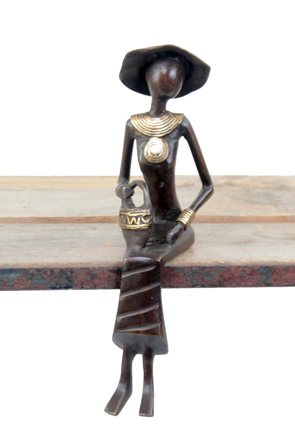 Bronze Moma assis 25 cm marron n°12 Bronzes d'Afrique