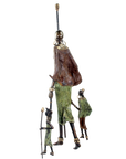 Famille Massaï 50 cm marron & verte n°1 Bronzes d'Afrique