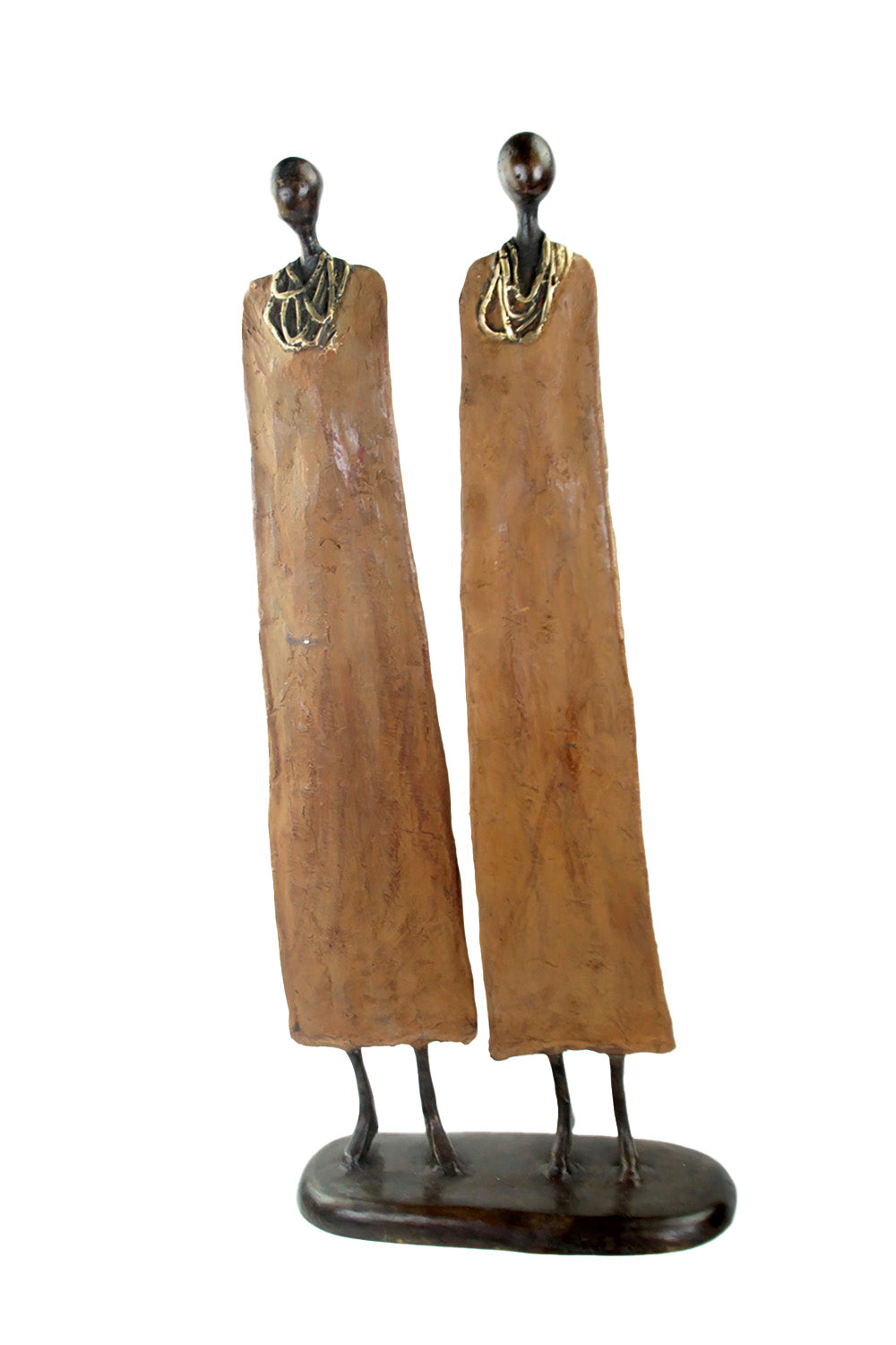 Couple plat 55 cm marron Bronzes d'Afrique