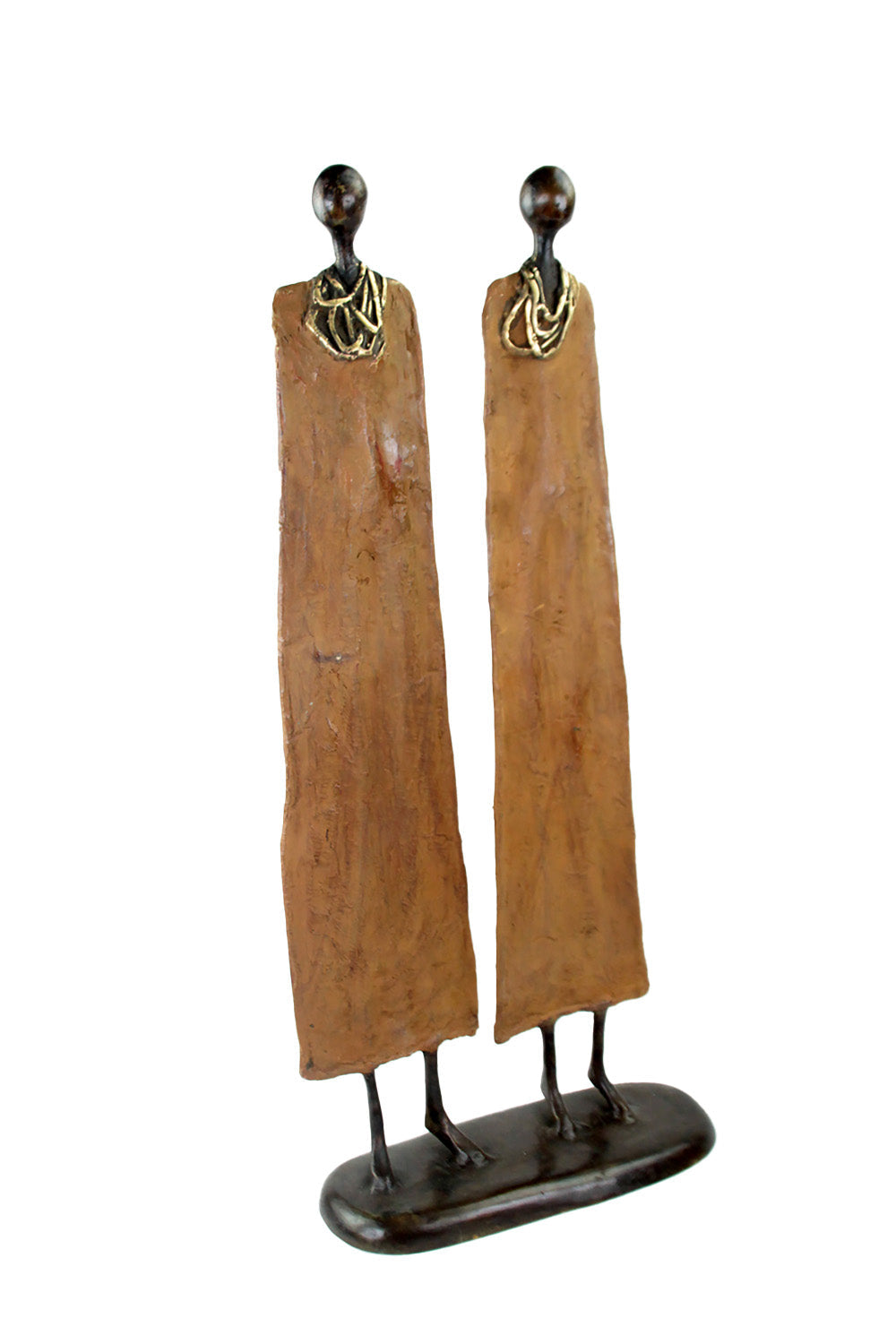 Couple plat 55 cm marron Bronzes d'Afrique