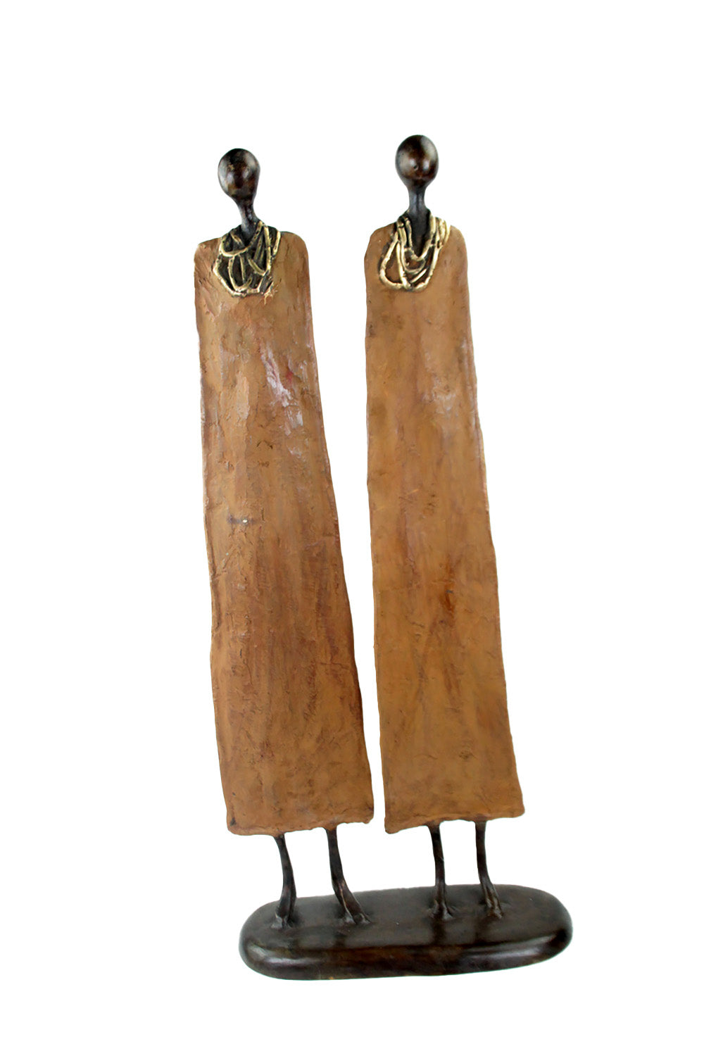 Couple plat 55 cm marron Bronzes d'Afrique