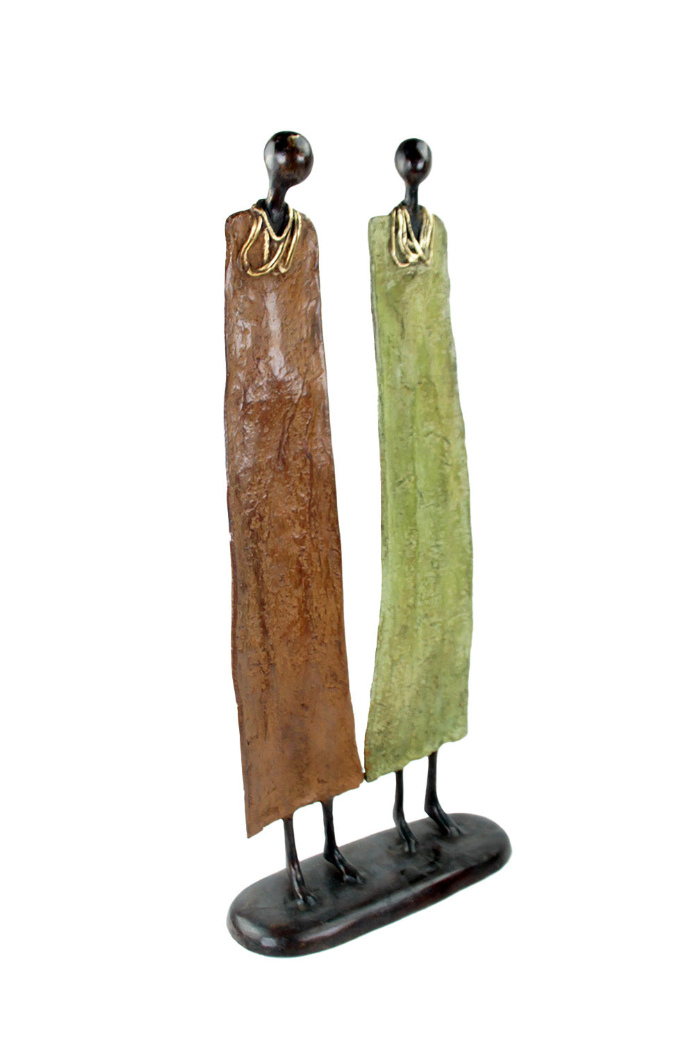 Couple plat 55 cm marron & vert Bronzes d'Afrique