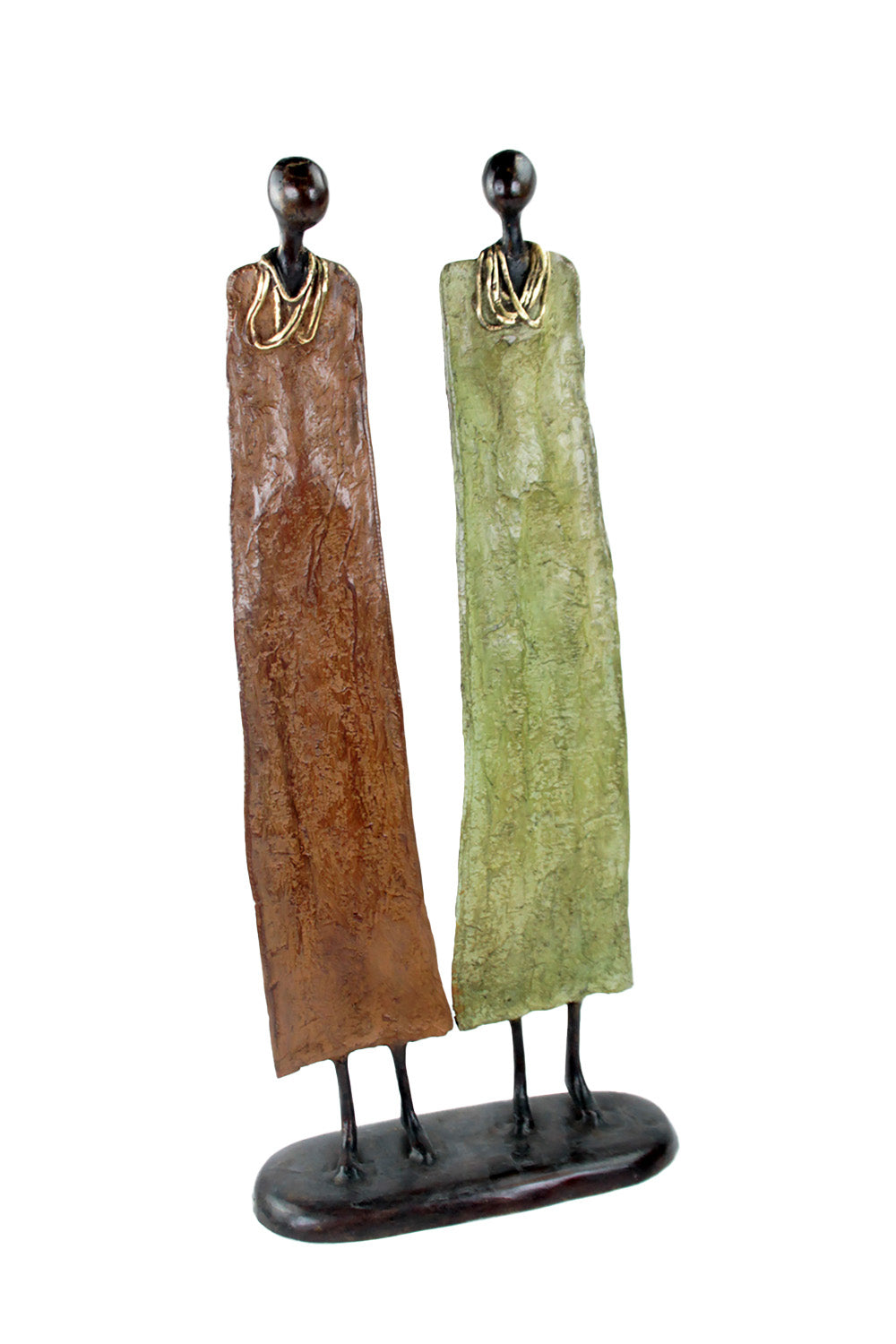 Couple plat 55 cm marron & vert Bronzes d'Afrique