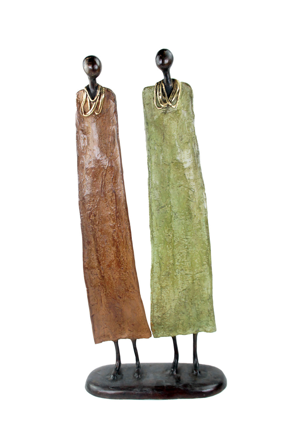 Couple plat 55 cm marron & vert Bronzes d'Afrique