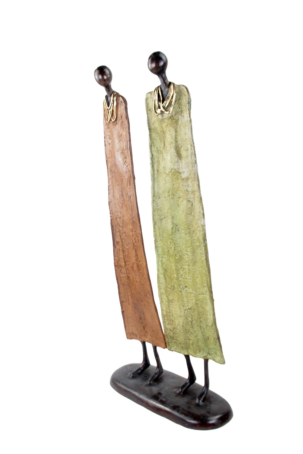 Couple plat 55 cm marron & vert Bronzes d'Afrique