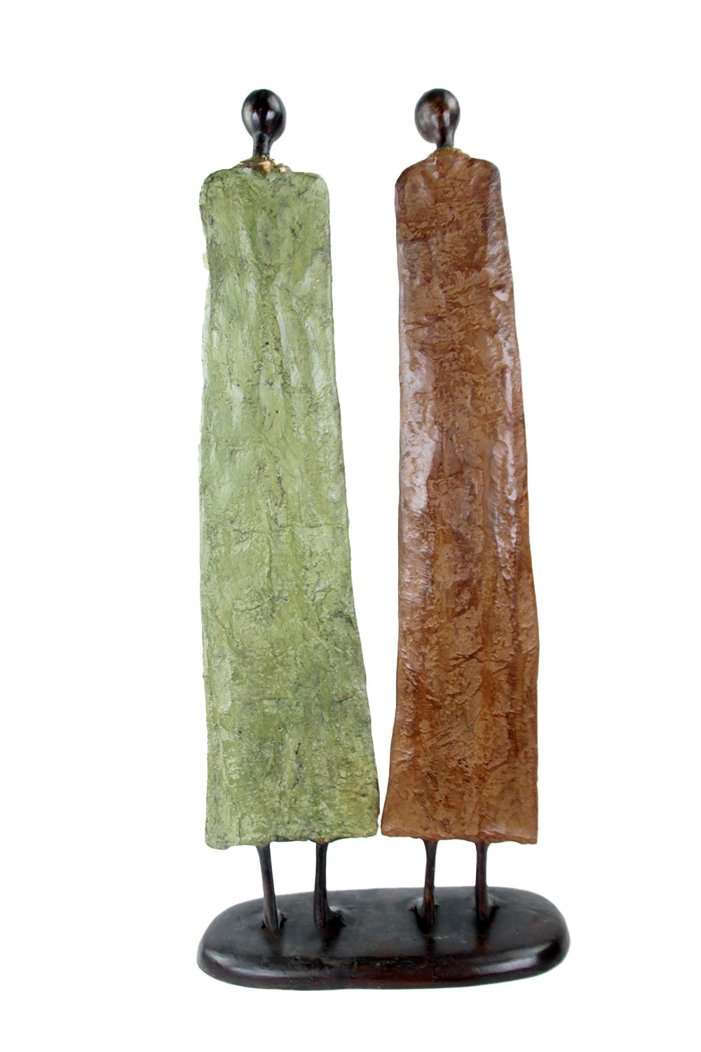 Couple plat 55 cm marron & vert Bronzes d'Afrique