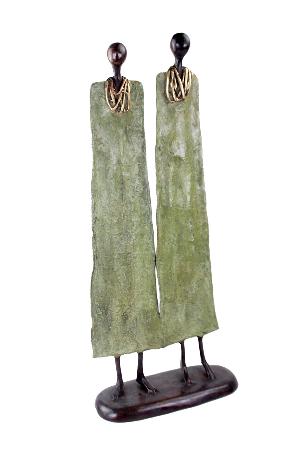 Couple plat 55 cm vert Bronzes d'Afrique