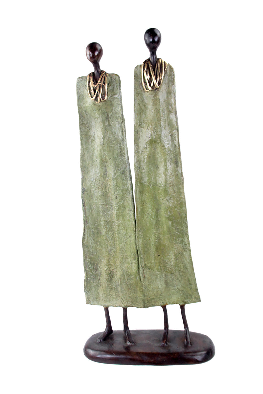 Couple plat 55 cm vert Bronzes d'Afrique