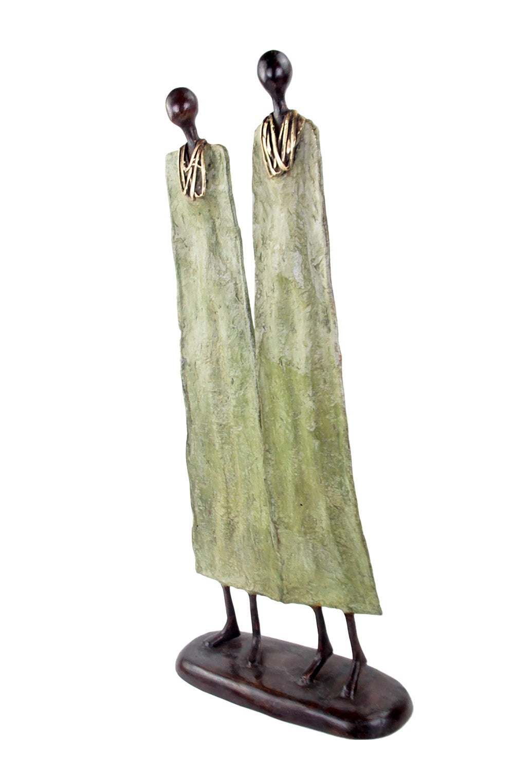 Couple plat 55 cm vert Bronzes d'Afrique