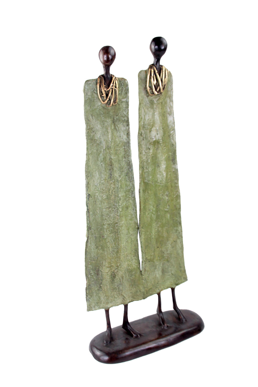 Couple plat 55 cm vert Bronzes d'Afrique