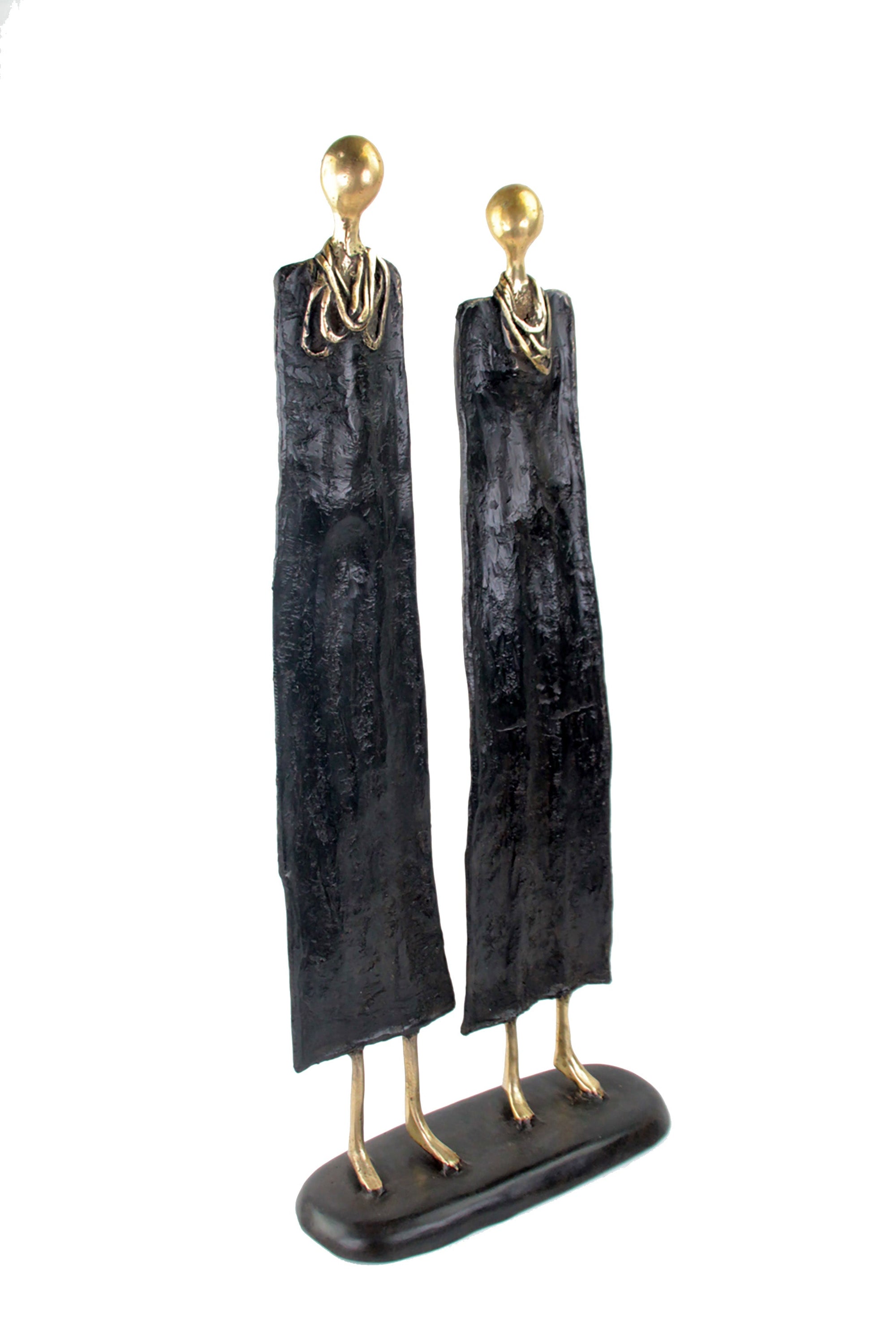 Couple plat 55 cm noir Bronzes d'Afrique