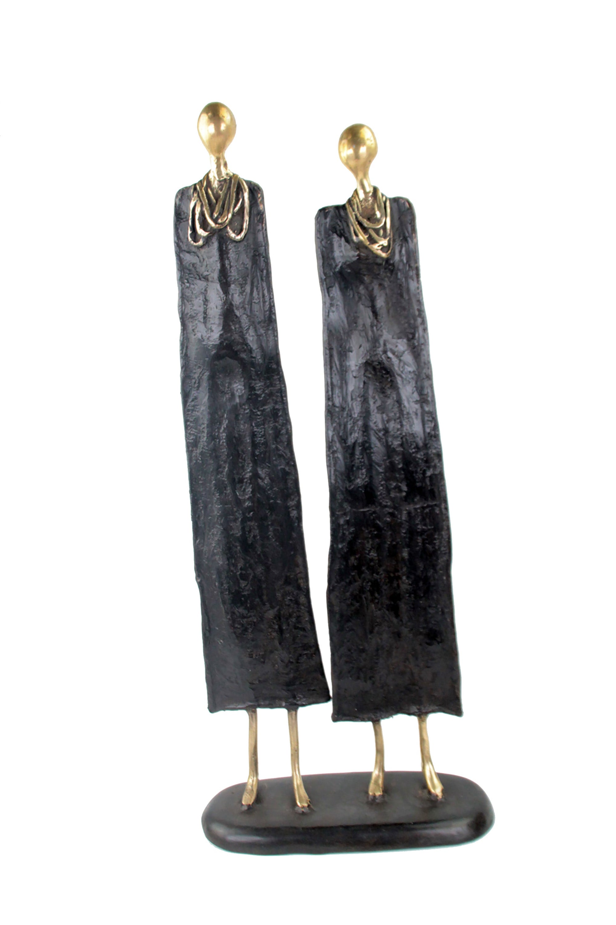 Couple plat 55 cm noir Bronzes d'Afrique