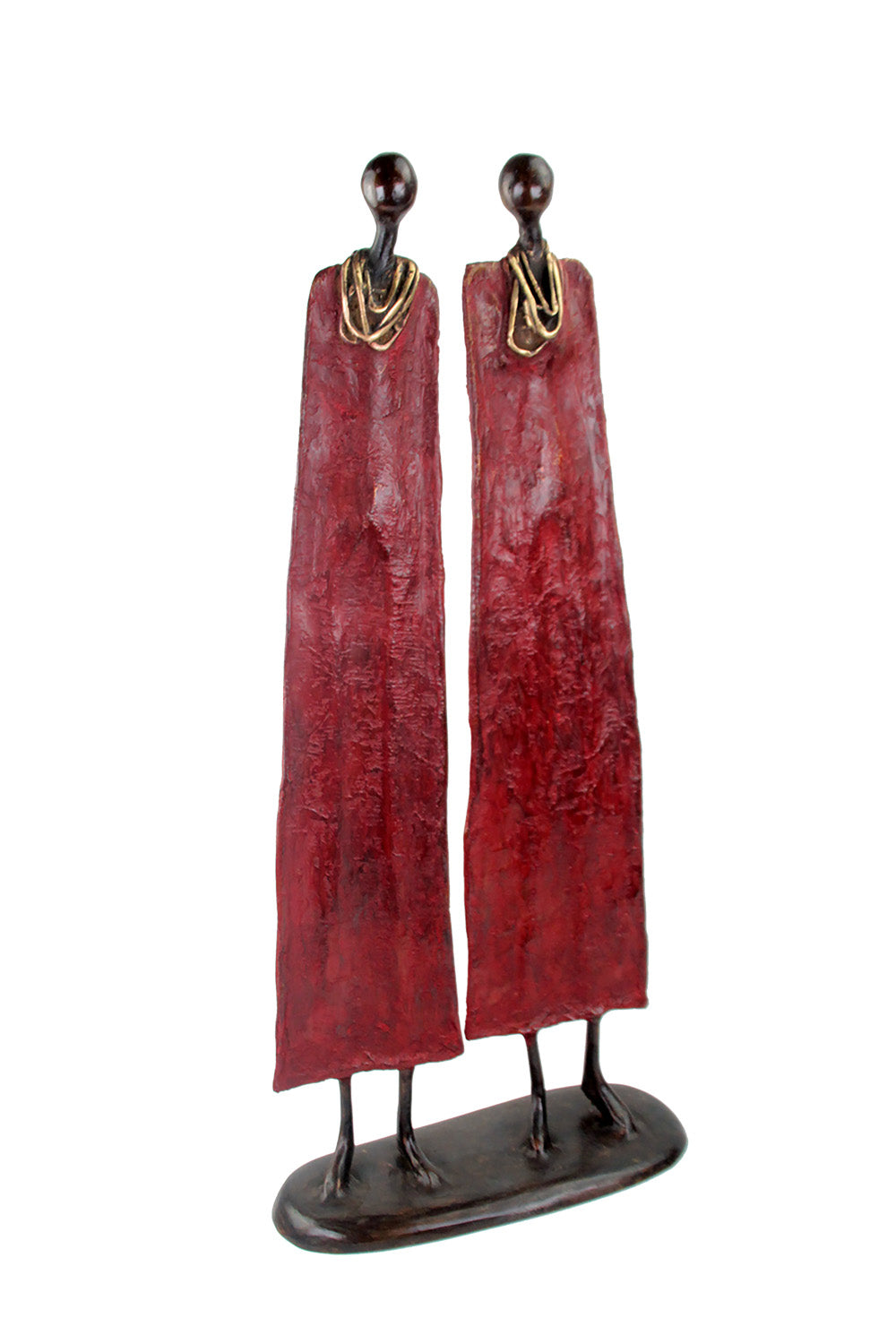 Couple plat 55 cm rouge Bronzes d'Afrique