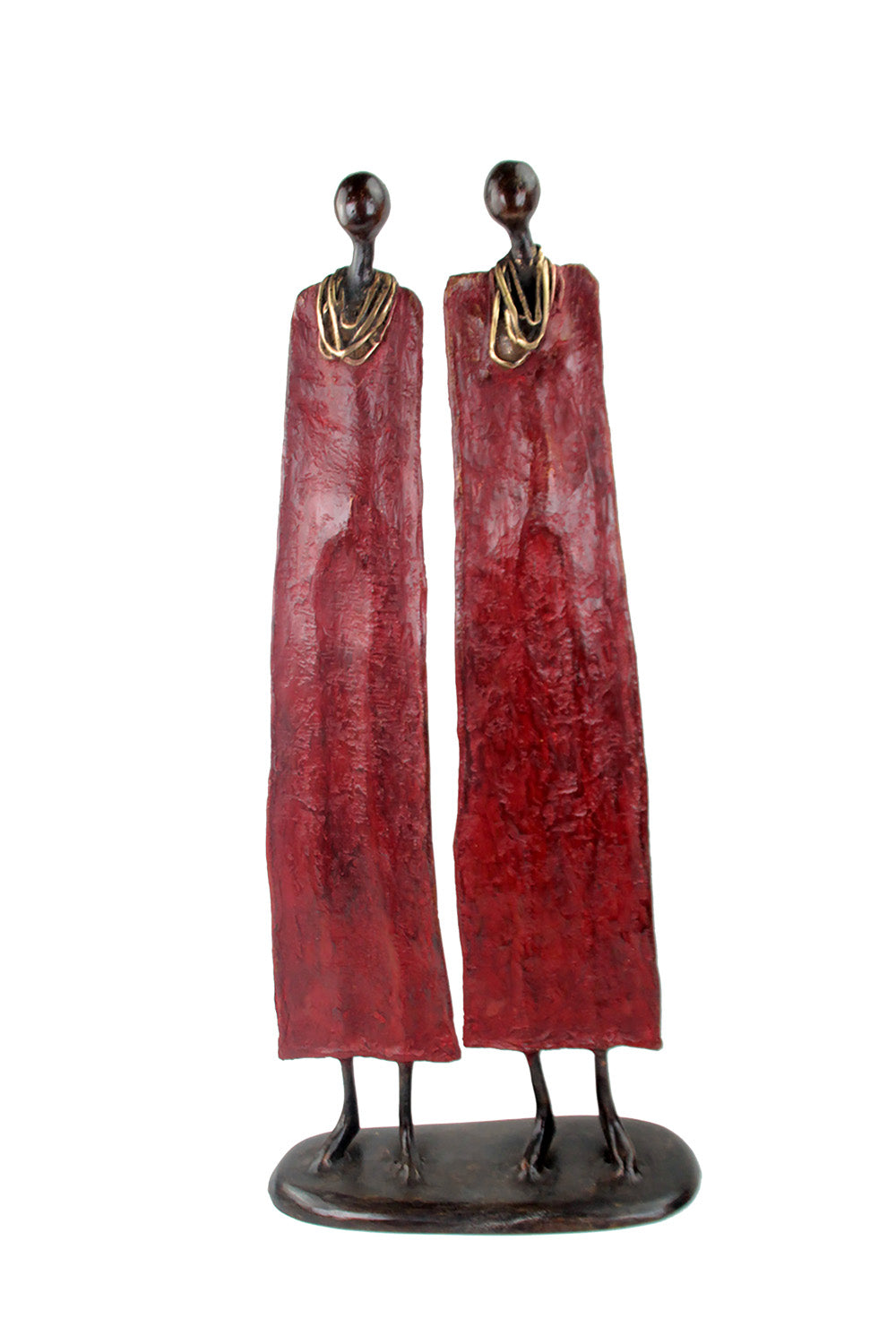 Couple plat 55 cm rouge Bronzes d'Afrique