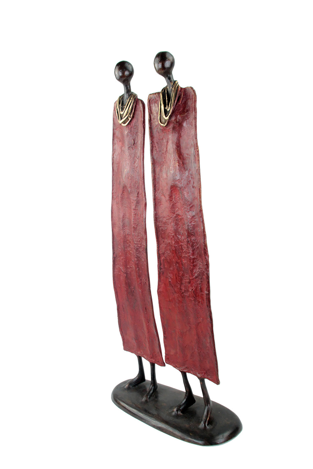 Couple plat 55 cm rouge Bronzes d'Afrique
