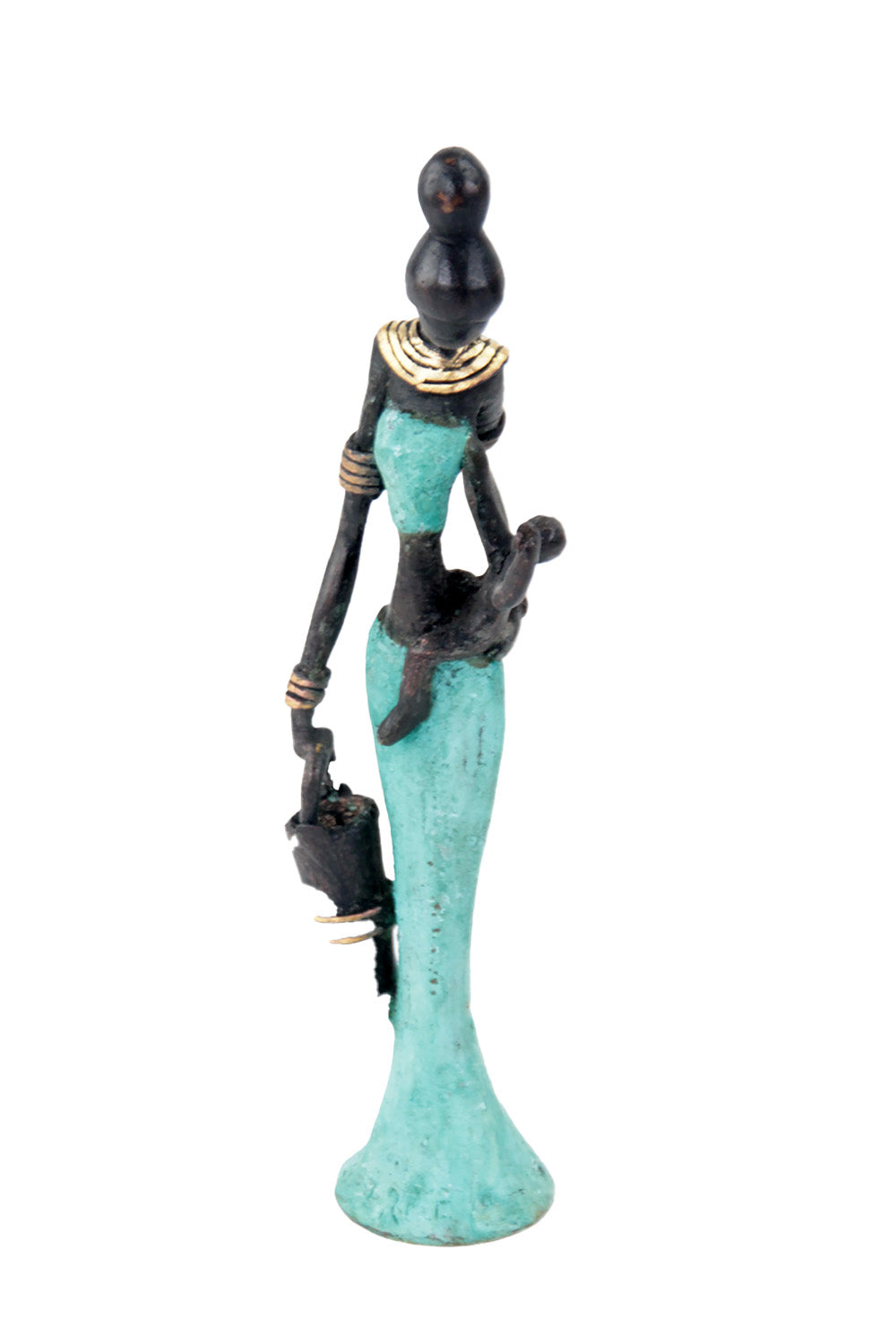 Bronze Mohamadi Dermé 20 cm turquoise n°1 Bronzes d'Afrique