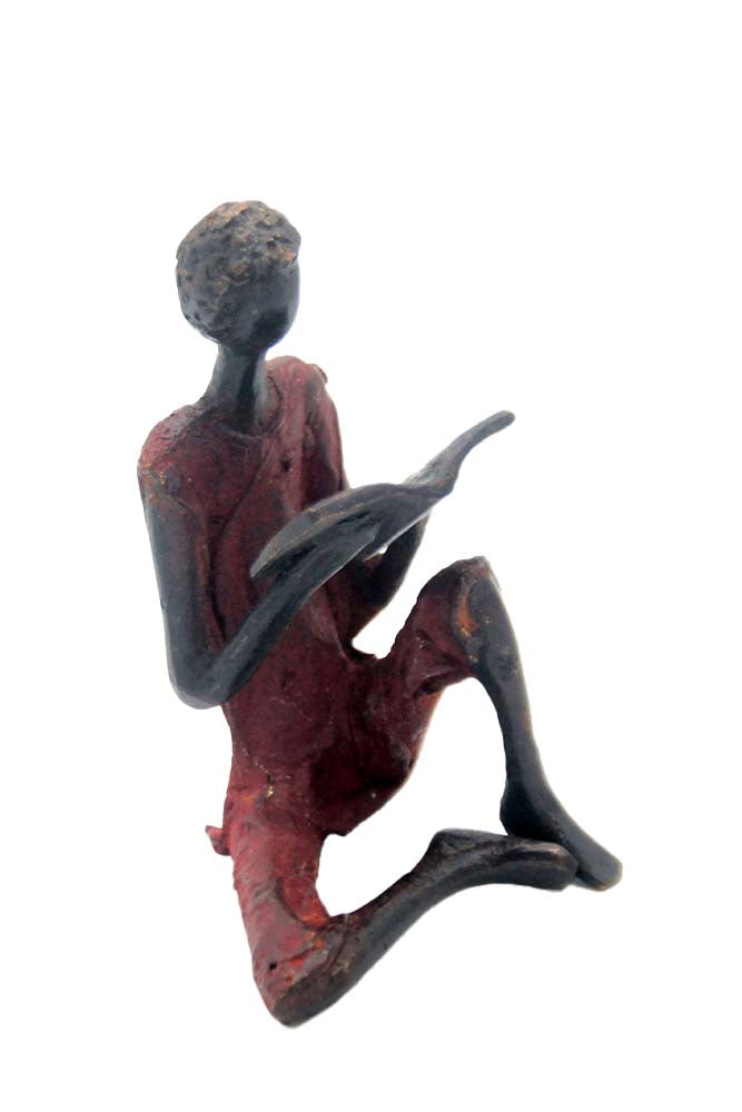 Bronze assis à poser 25 cm rouge n°4 Bronzes d'Afrique