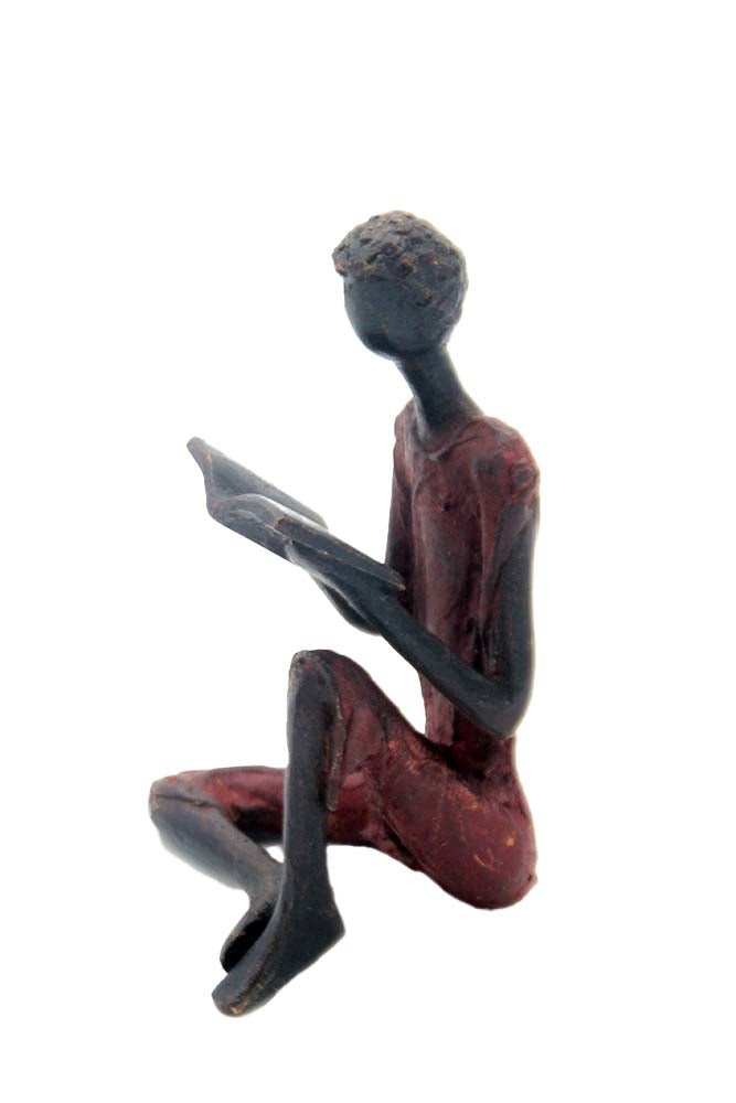 Bronze assis à poser 25 cm rouge n°4 Bronzes d'Afrique