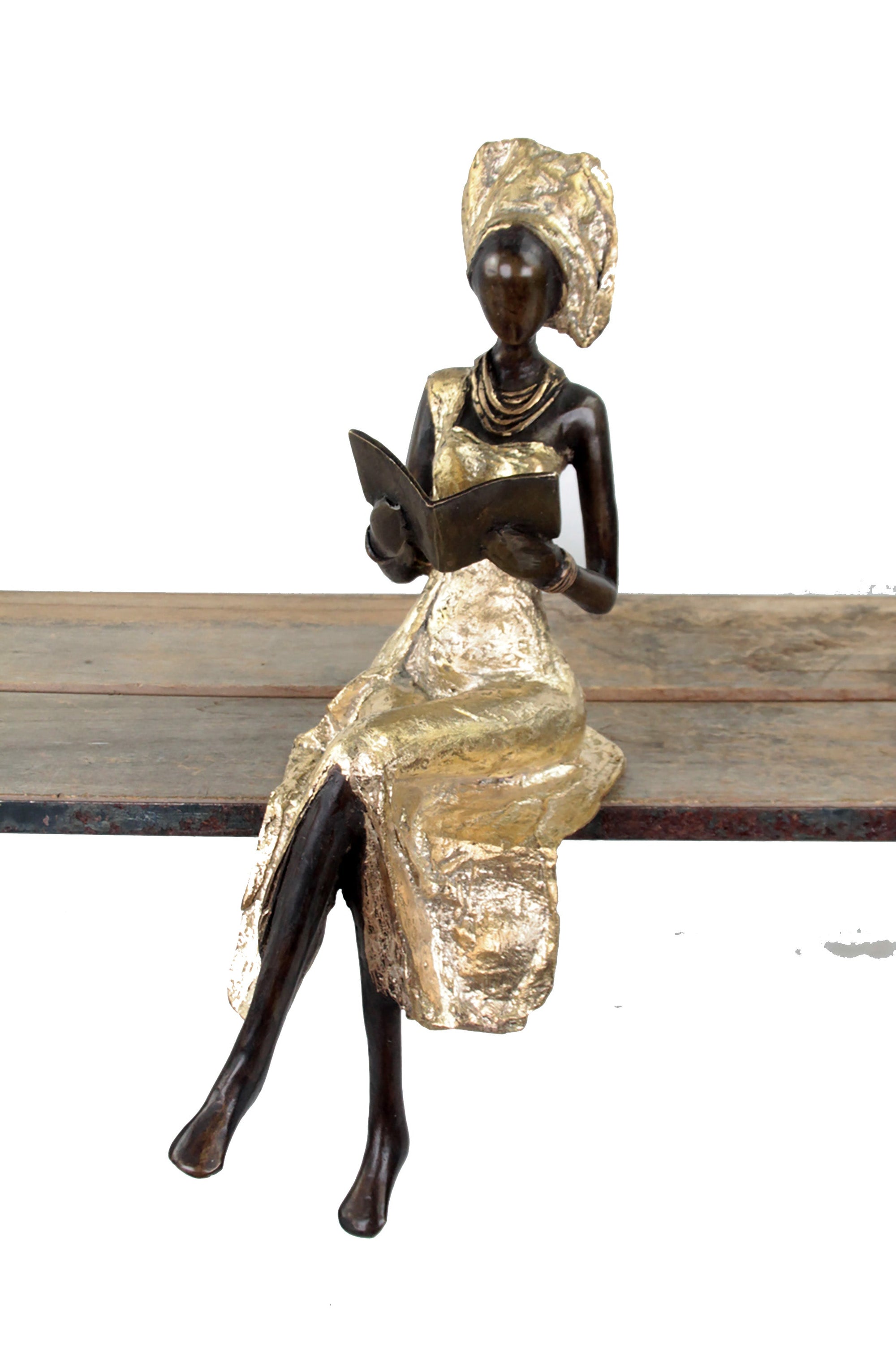 Bronze assis 40 cm doré n°6 Bronzes d'Afrique