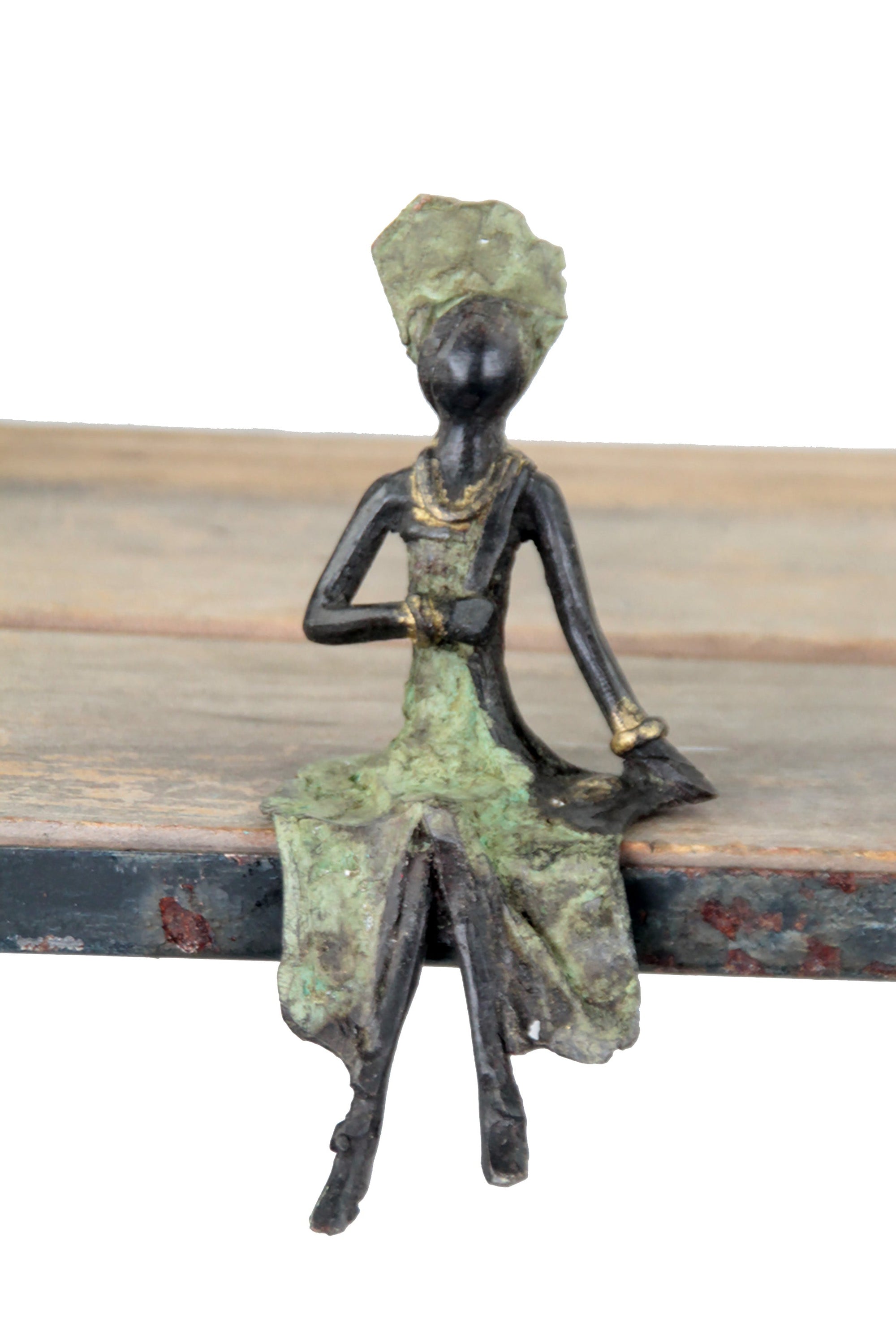 Bronze assis 15 cm vert n°17 Bronzes d'Afrique