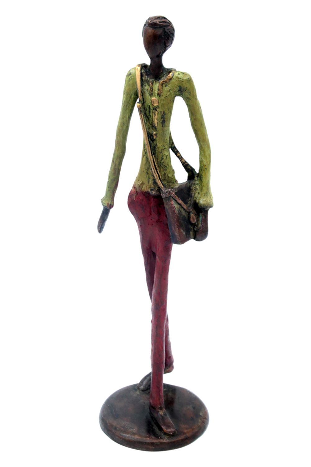 Homme 35 cm rouge & vert n°1 Bronzes d'Afrique