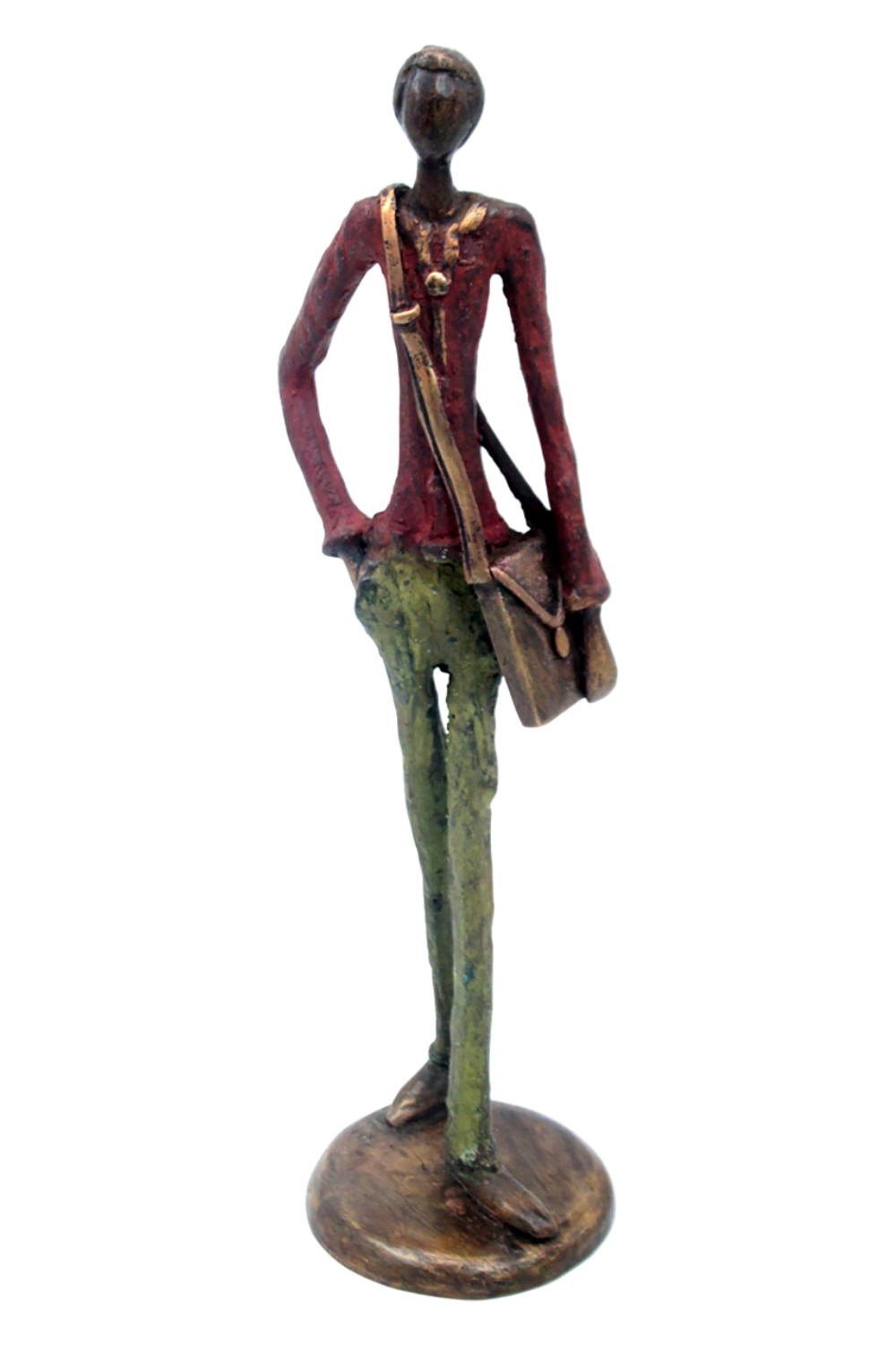 Homme 35 cm rouge & vert n°2 Bronzes d'Afrique