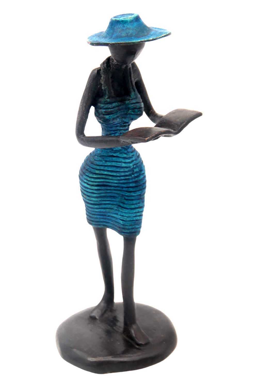 Bronze Ibrahim Dermé 20 cm bleu n°1 Bronzes d'Afrique