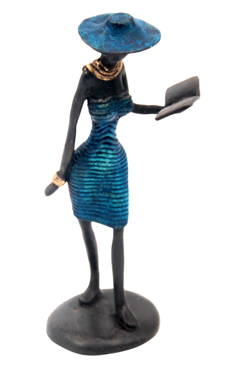 Bronze Ibrahim Dermé 20 cm bleu n°5 Bronzes d'Afrique