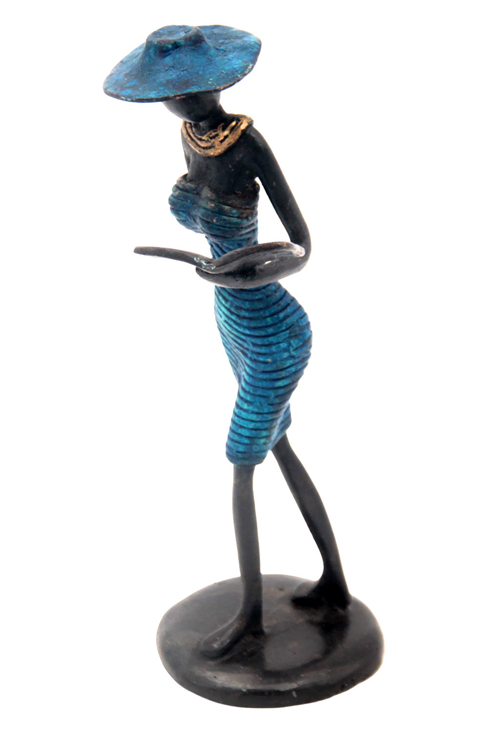 Bronze Ibrahim Dermé 20 cm bleu n°5 Bronzes d'Afrique