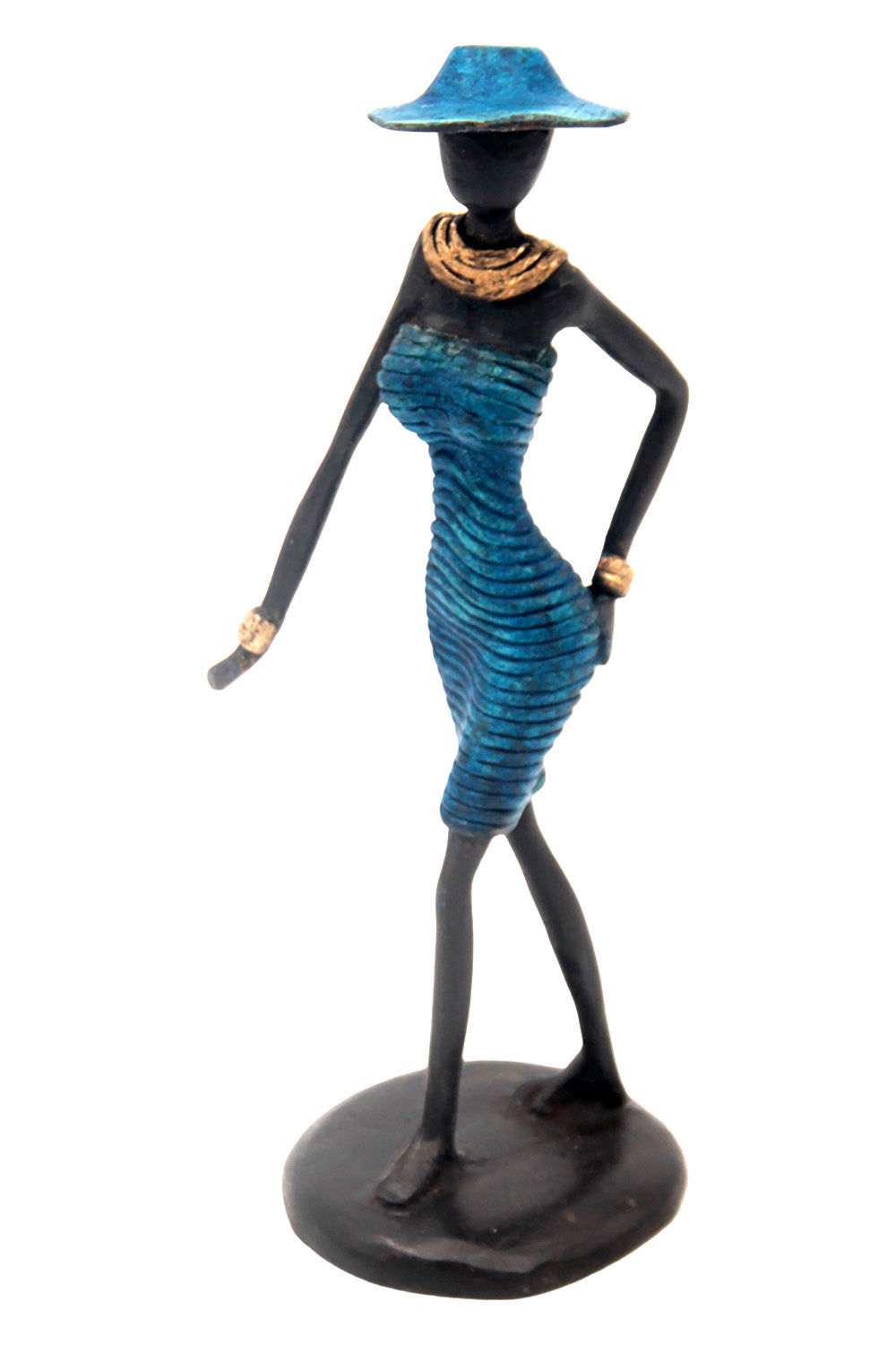 Bronze Ibrahim Dermé 20 cm bleu n°6 Bronzes d'Afrique