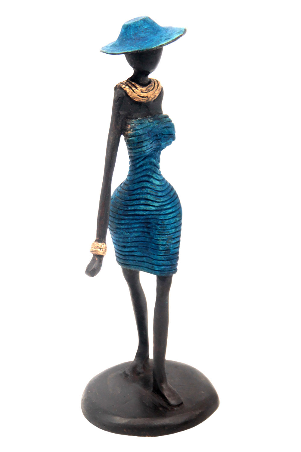 Bronze Ibrahim Dermé 20 cm bleu n°6 Bronzes d'Afrique