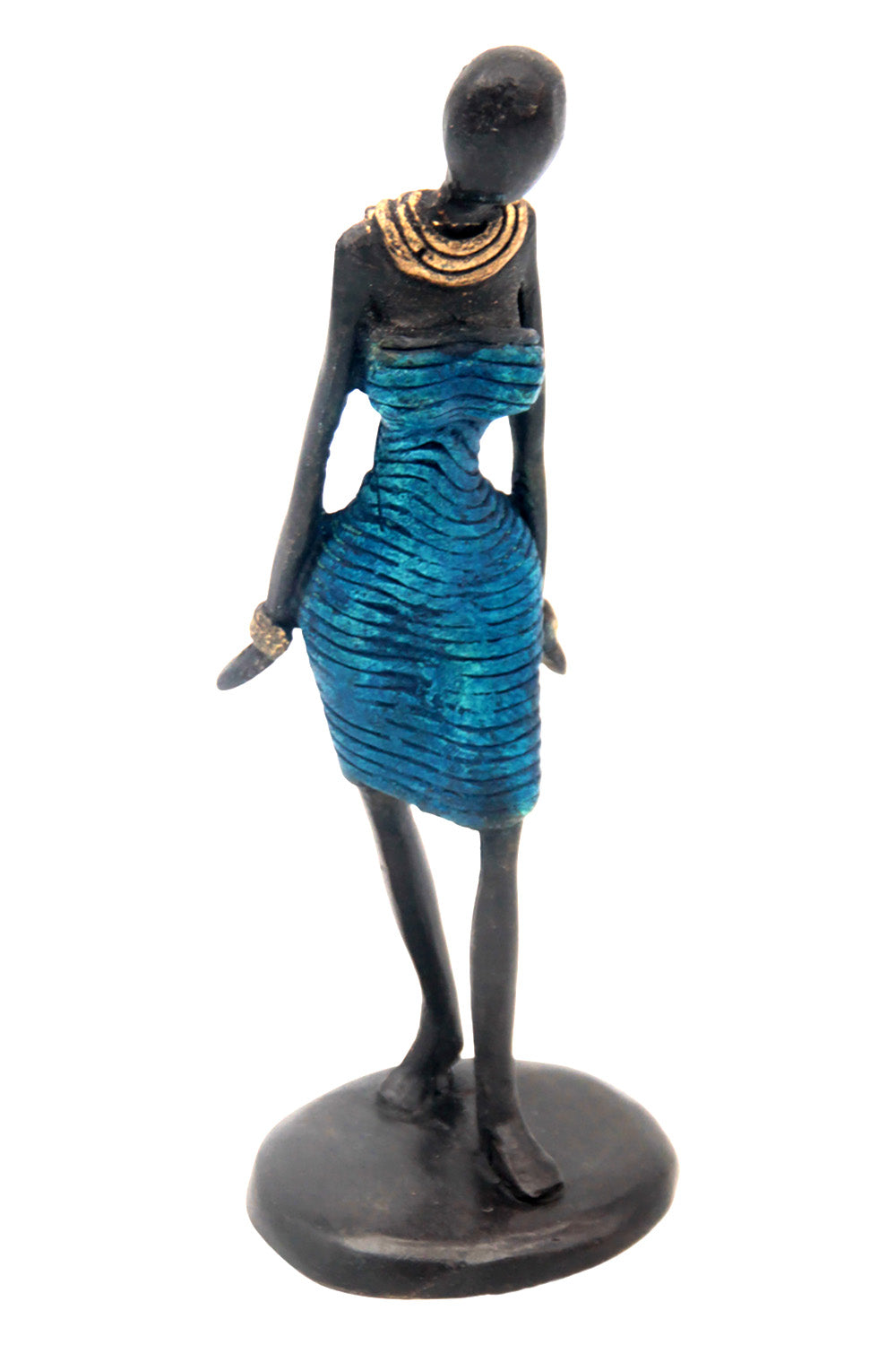 Bronze Ibrahim Dermé 20 cm bleu n°7 Bronzes d'Afrique