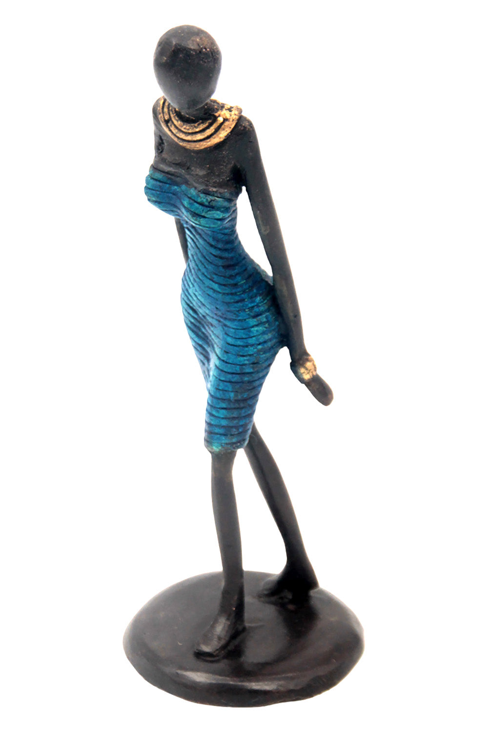 Bronze Ibrahim Dermé 20 cm bleu n°7 Bronzes d'Afrique