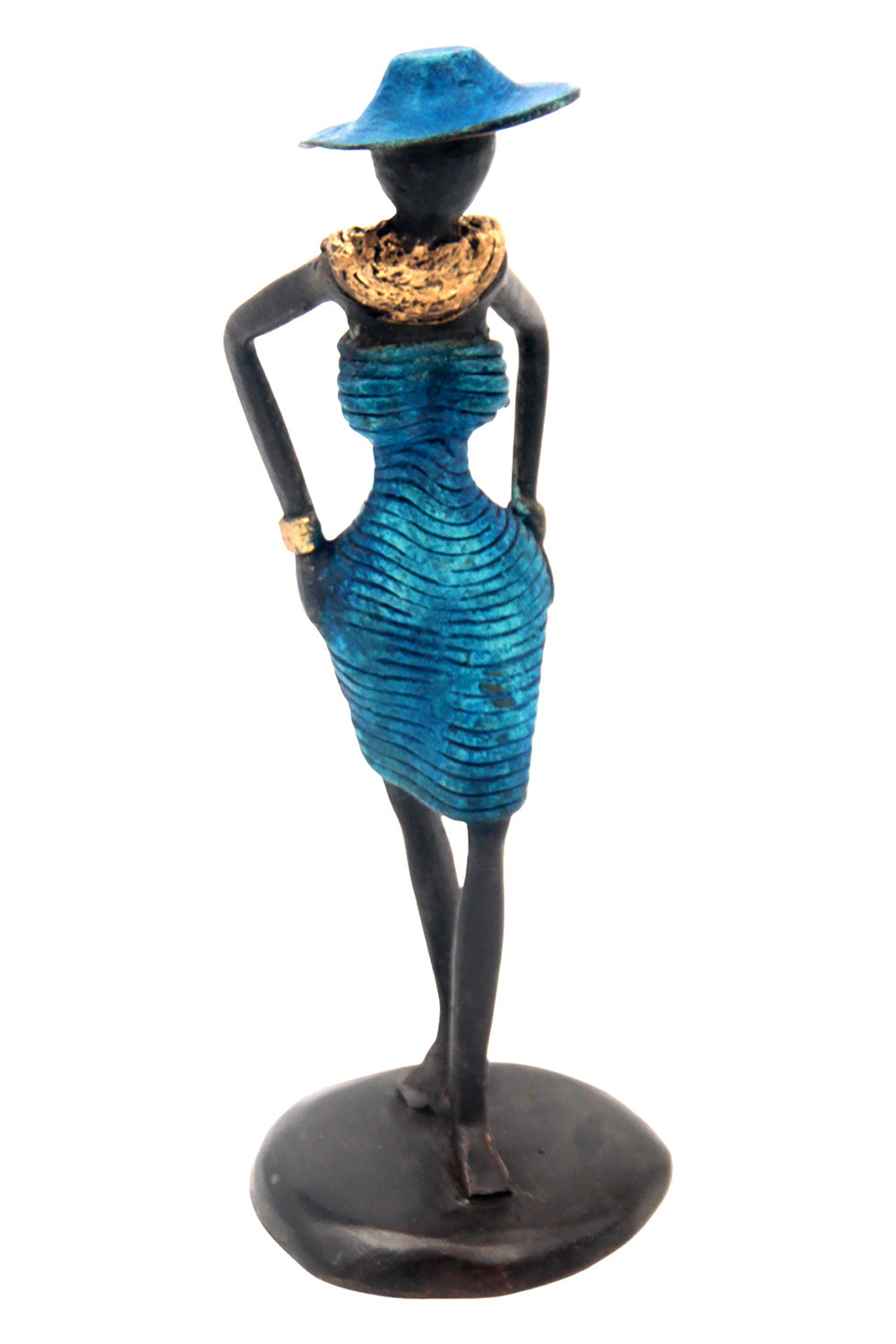 Bronze Ibrahim Dermé 20 cm bleu n°8 Bronzes d'Afrique