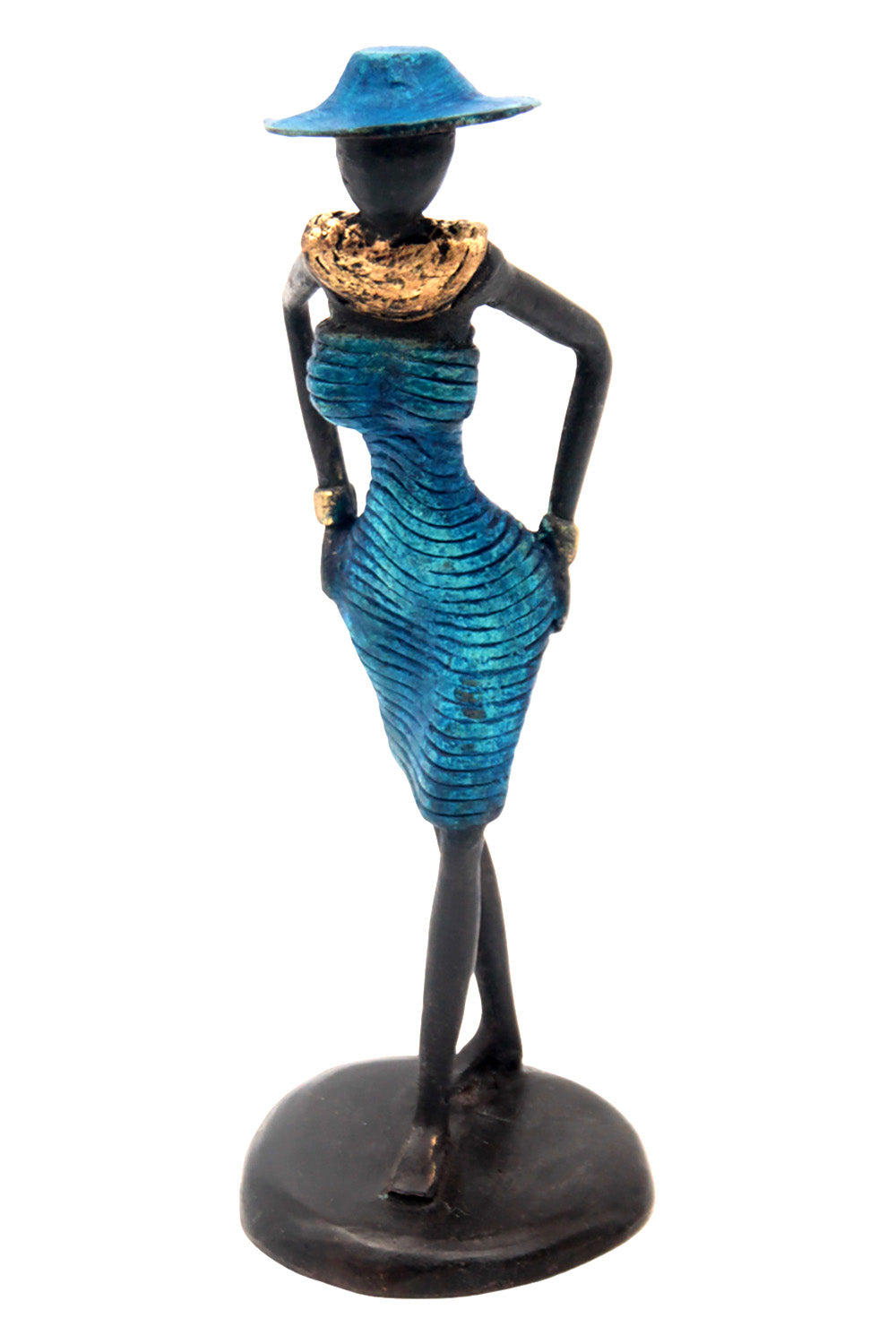 Bronze Ibrahim Dermé 20 cm bleu n°8 Bronzes d'Afrique