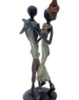 Bronze couple 25 cm marron et vert n°3 Bronzes d'Afrique