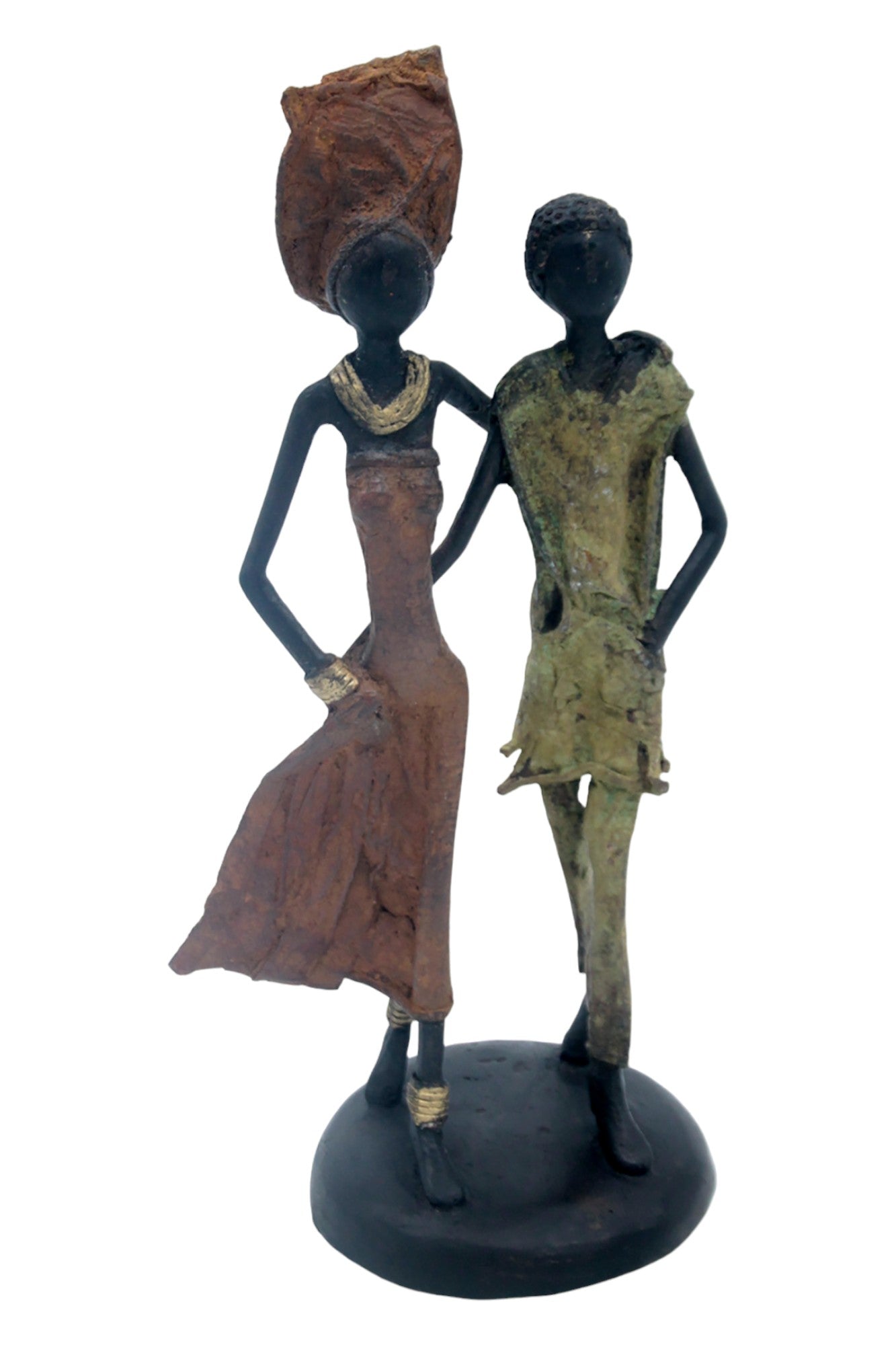 Bronze couple 25 cm marron et vert n°7 Bronzes d'Afrique