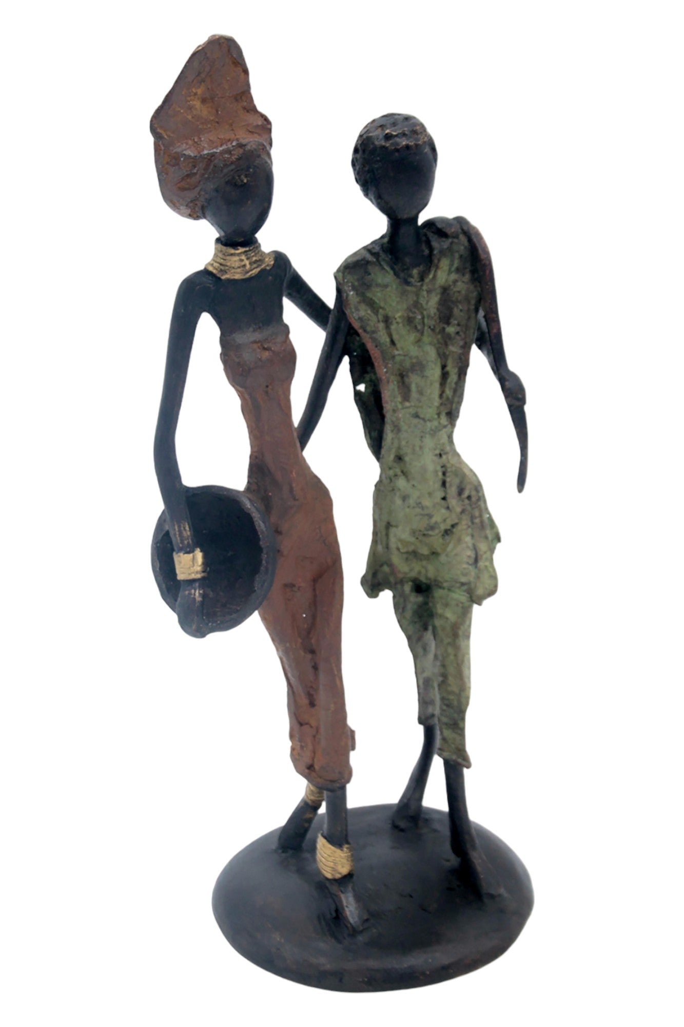 Bronze couple 25 cm marron et vert n°9 Bronzes d'Afrique