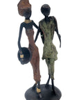 Bronze couple 25 cm marron et vert n°9 Bronzes d'Afrique