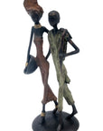 Bronze couple 25 cm marron et vert n°9 Bronzes d'Afrique