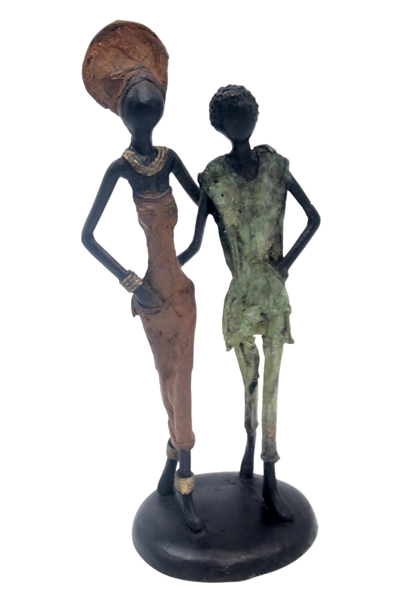Bronze couple 25 cm marron et vert n°10 Bronzes d'Afrique