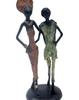 Bronze couple 25 cm marron et vert n°10 Bronzes d'Afrique