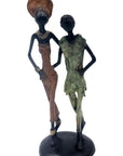 Bronze couple 25 cm marron et vert n°10 Bronzes d'Afrique