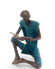 Bronze assis à poser 25 cm bleu n°9 Bronzes d'Afrique