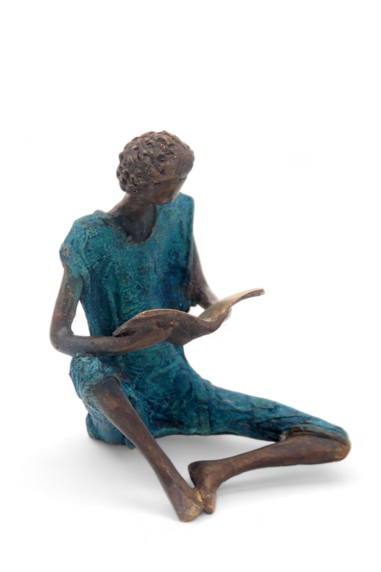 Bronze assis à poser 25 cm bleu n°9 Bronzes d'Afrique