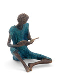 Bronze assis à poser 25 cm bleu n°9 Bronzes d'Afrique