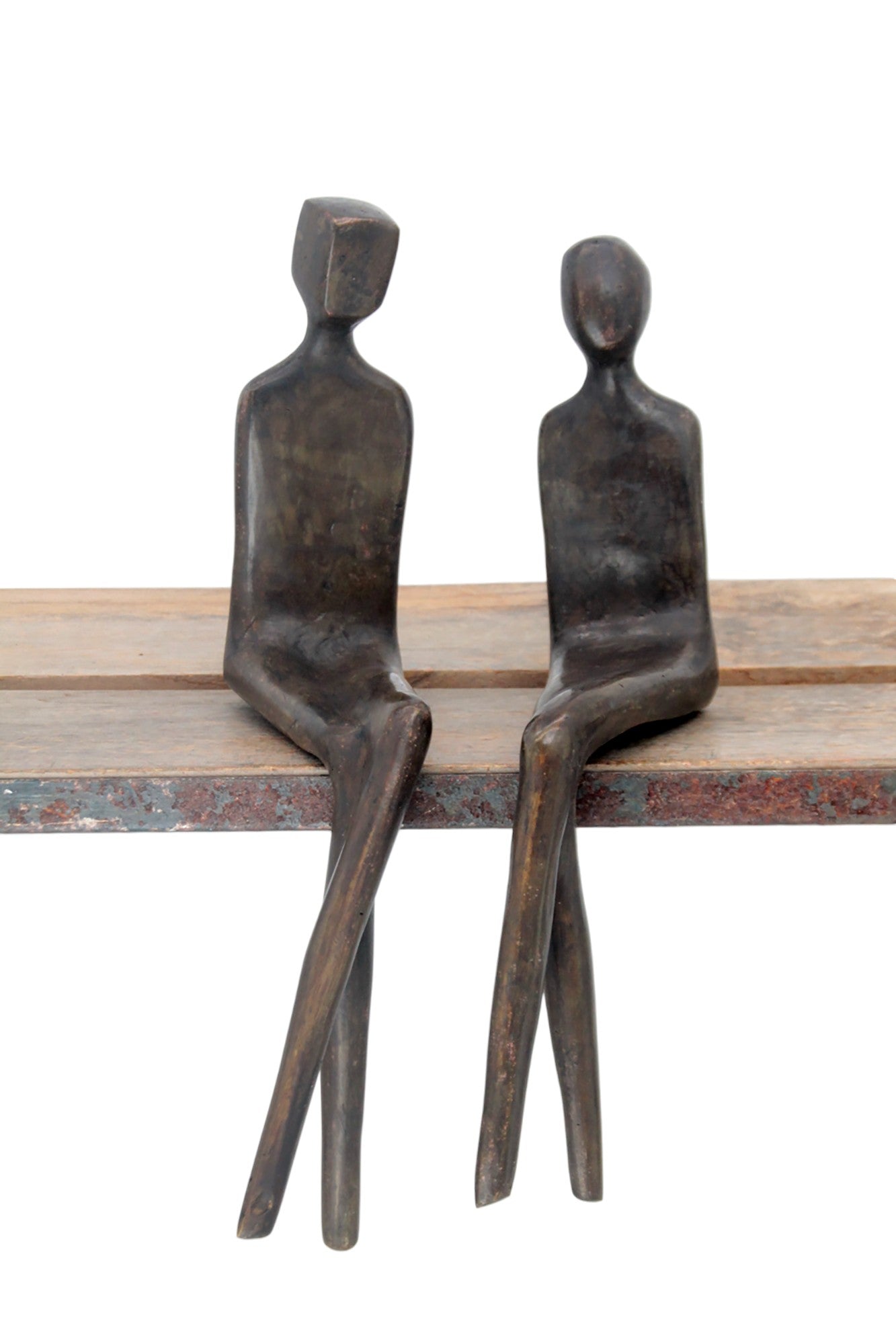 Bronze couple abstrait 25 cm marron n°1 Bronzes d'Afrique