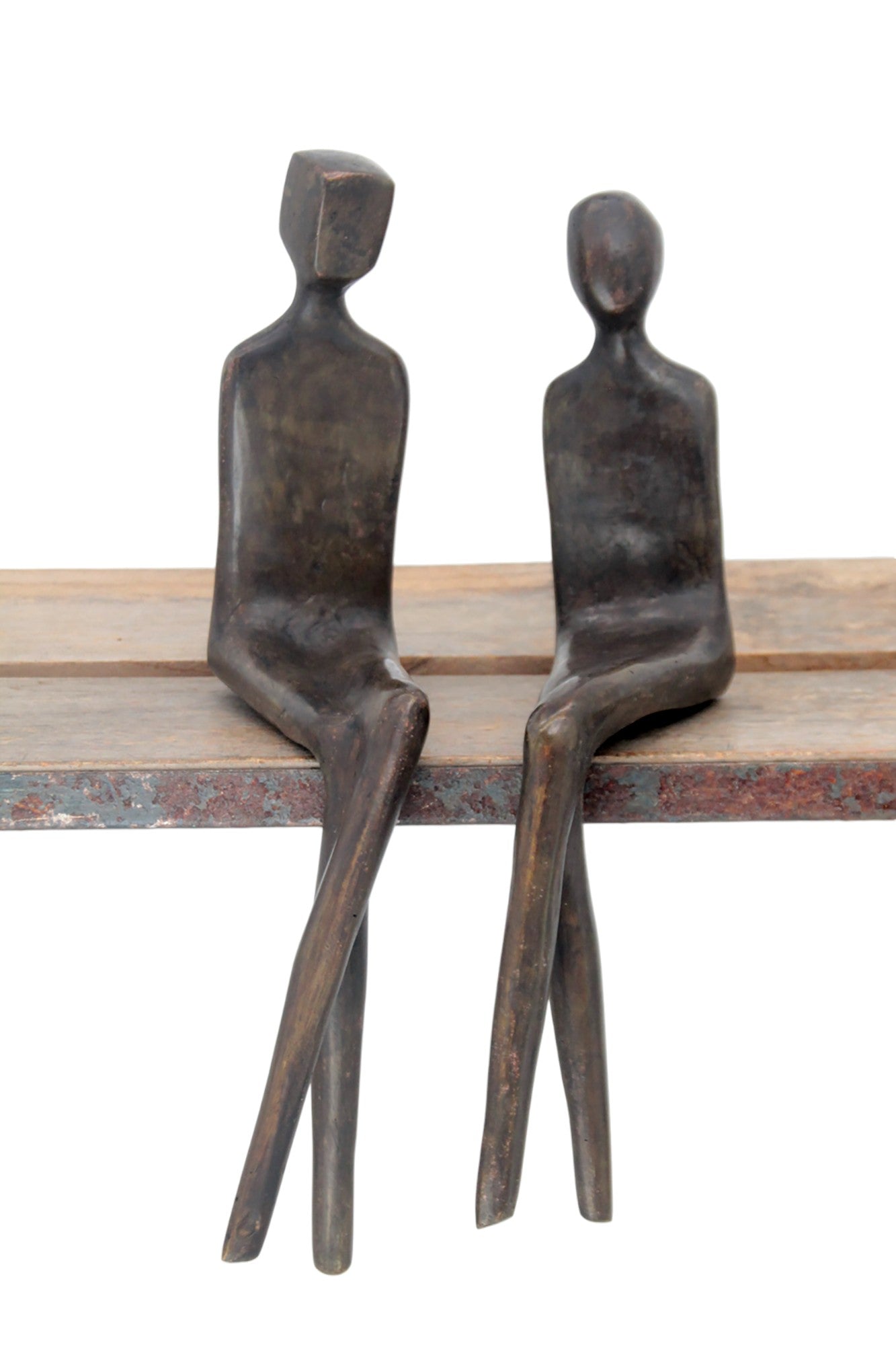Bronze couple abstrait 25 cm marron n°1 Bronzes d'Afrique