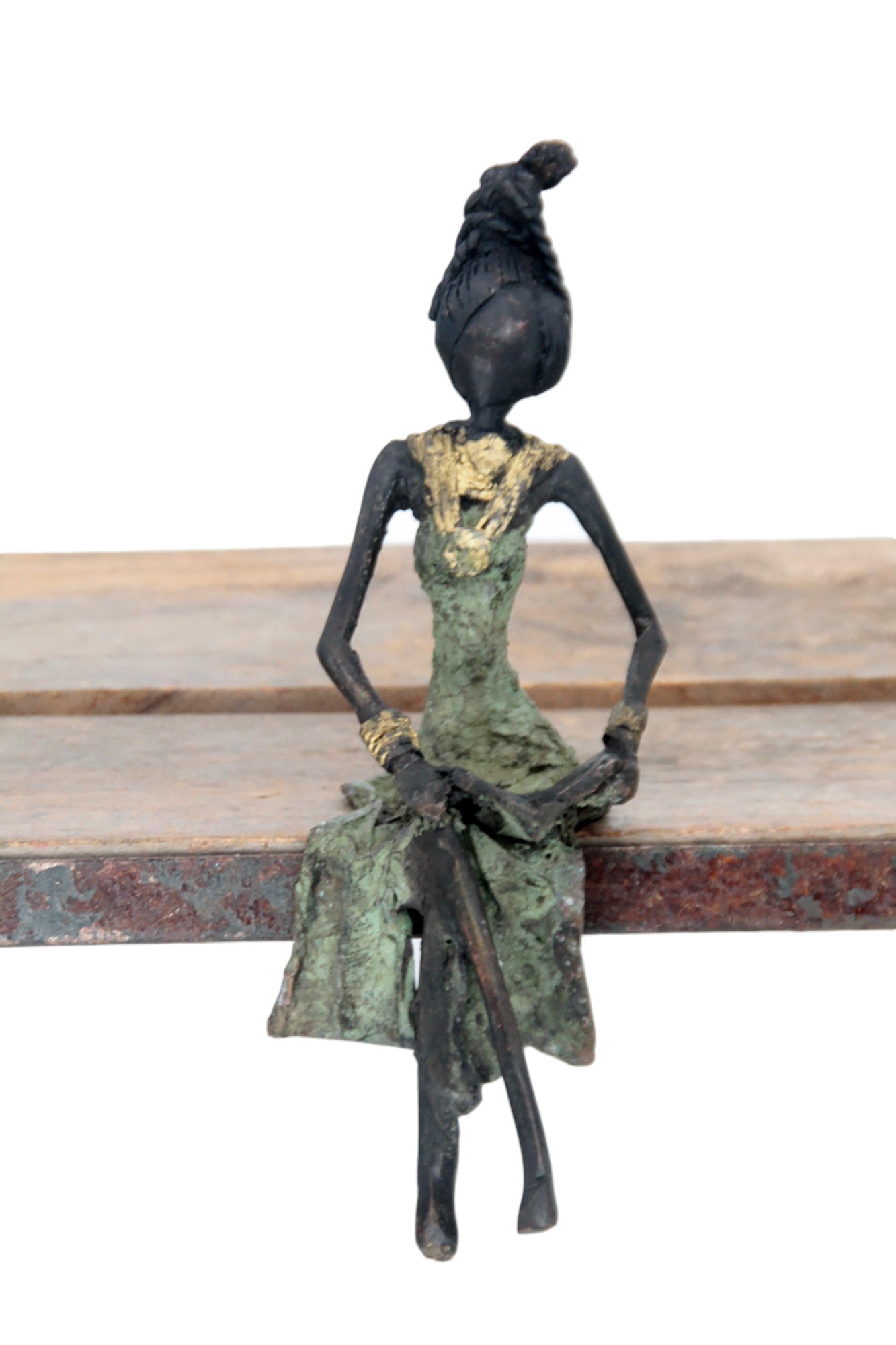 Bronze assis 20 cm vert n°2 Bronzes d'Afrique