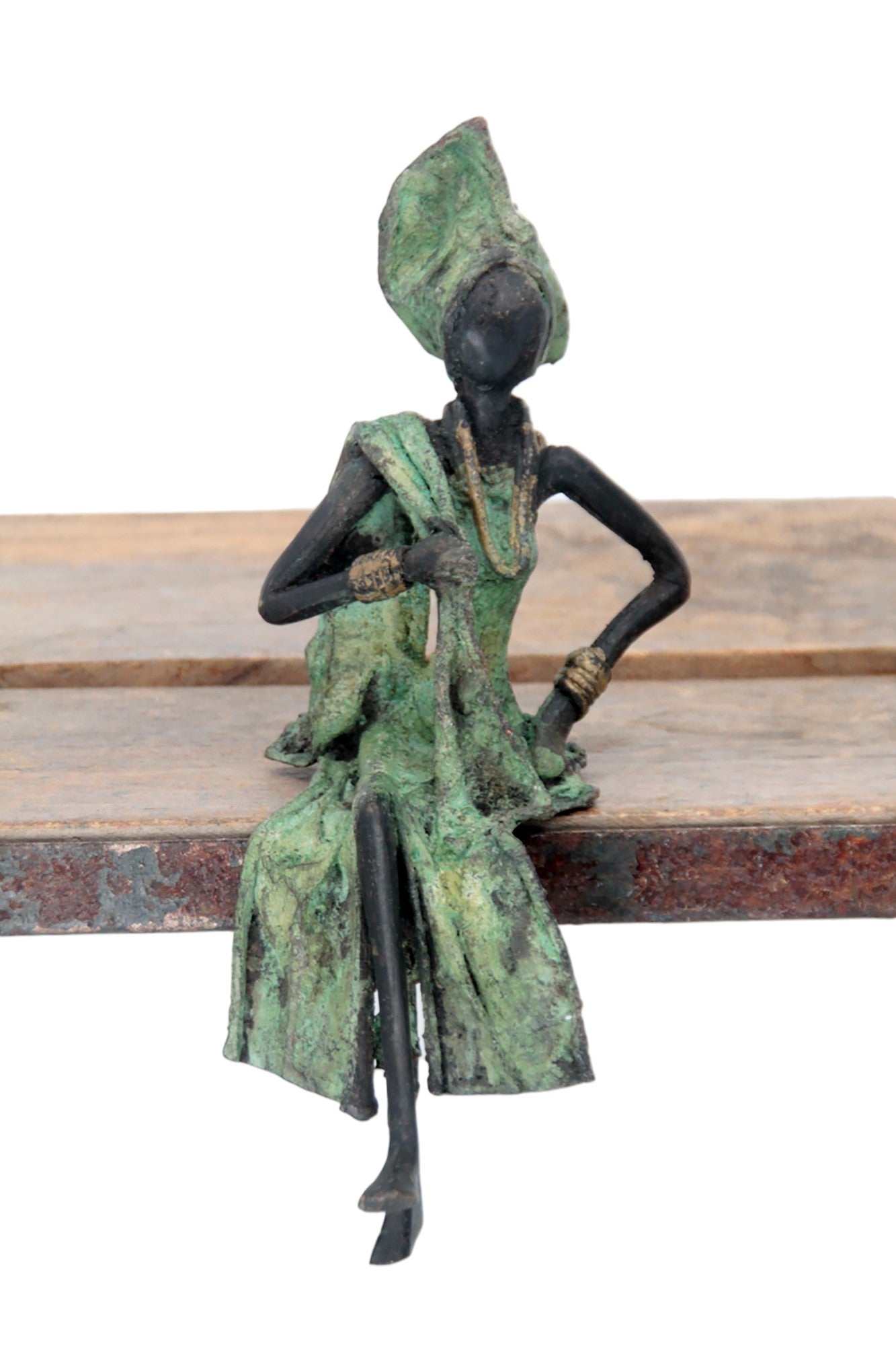 Bronze assis 20 cm vert n°8 Bronzes d'Afrique